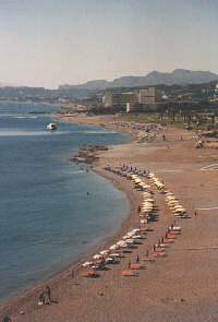 the beach north of Faliraki centre