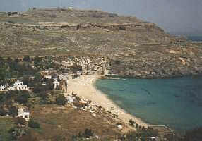 the beach of Lindos village